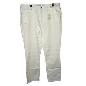 St Johns Bay Women's Plus White Straight Leg‎ Jeans Size 18 Secretly Slender NWT